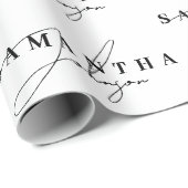 Elegant Zwart & Wit Signature Script Cadeaupapier (Rol Hoek)