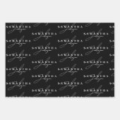 Elegant Zwart & Wit Signature Script Inpakpapier Vel (Voorkant 3)
