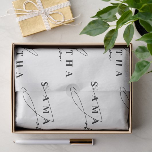 Elegant Zwart & Wit Signature Script Tissuepapier (Geschenk)