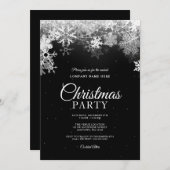 Elegant Zwart Wit Sneeuwvlok Corporate Kerstmis Kaart (Voorkant / Achterkant)
