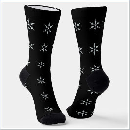 Elegant zwart-wit sneeuwvlokpatroon sokken