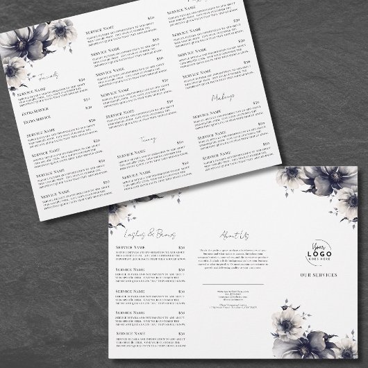 Elegant Zwart Wit Spa Services Menu Brochure