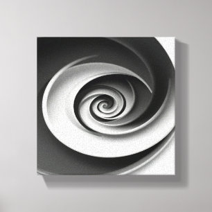 Elegant zwart-wit spiraal abstract ontwerp, canvas afdruk