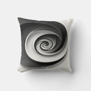 Elegant zwart-wit spiraal abstract ontwerp, kussen