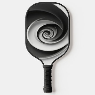 Elegant zwart-wit spiraal abstract ontwerp,  pickleball paddle