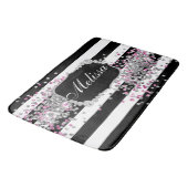 Elegant Zwart Wit Strepen Diamant Roze Badmat (Gekanteld)