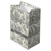 Elegant  zwart-wit Toile de Jouy Medium Cadeauzakje (Voorkant Gekanteld)