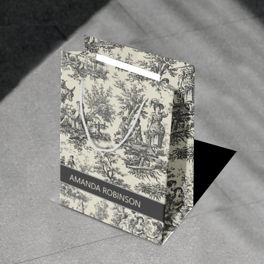 Elegant  zwart-wit Toile de Jouy Medium Cadeauzakje