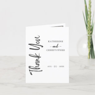 Elegant Zwart Wit Trouwfoto in Vet Schrift Bedankkaart