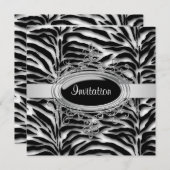 Elegant zwart-wit zebra-feest kaart (Voorkant / Achterkant)