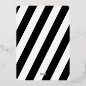 Elegant Zwart & Wit Zilver Gestreepte Bruiloft Folie Uitnodiging (Achterkant)