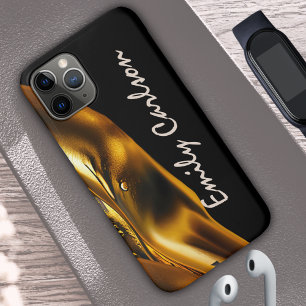 Elegant zwart-witgoud iPhone 11 pro hoesje