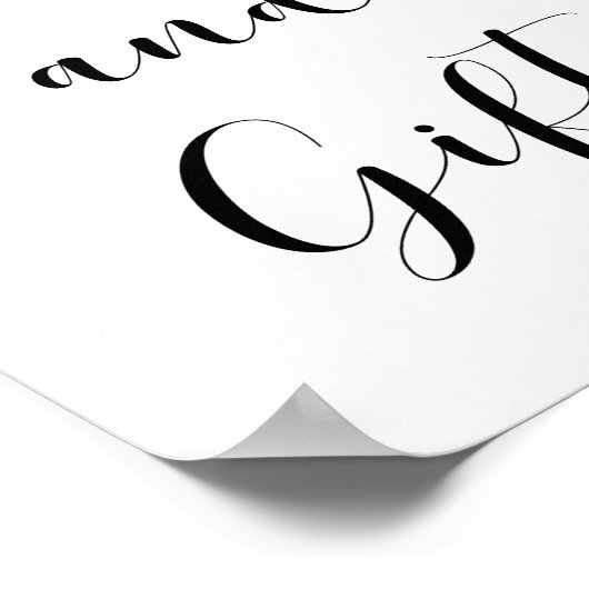 Elegant zwart-witte Kaarten en cadeautwitbord Poster (Hoek)