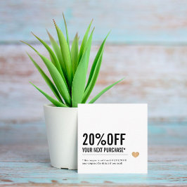 Elegant zwart witte lijn faux gouden hart kortingskaartje