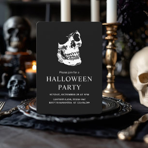 Elegant zwart-witte schedel Halloween Party Feestdagenkaart
