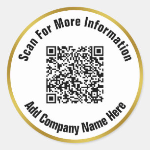 Elegant zwart-wittekst Scan QR Code Ronde Sticker