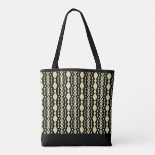Elegant Zwart & Zand Beige Patroon Draagtas