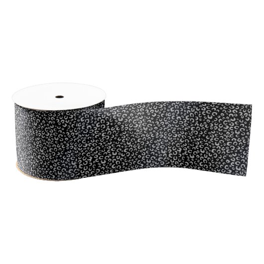 Elegant zwart zilver glitter luipaard patroon grosgrain lint (Spoel)