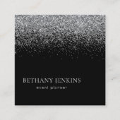 Elegant Zwart Zilver Glitter Visitekaartje (Voorkant)