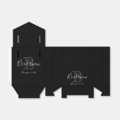Elegant Zwart Zilver Monogram Bruiloft Aangepaste  Bedankdoosjes (Uitgevouwen)