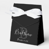 Elegant Zwart Zilver Monogram Bruiloft Aangepaste  Bedankdoosjes (Voorkant Zijde)