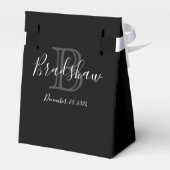 Elegant Zwart Zilver Monogram Bruiloft Aangepaste  Bedankdoosjes (Achterkant)
