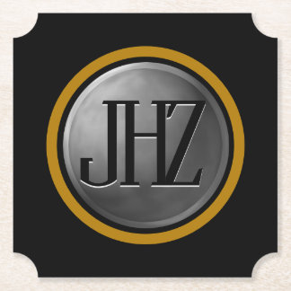 Elegant zwart zilvergoud Monogram Onderzetter