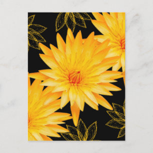 Elegant zwarte en gele lillies - sjabloon briefkaart