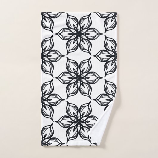 Elegant zwarte en witte bloesems bad handdoek (Handdoek)