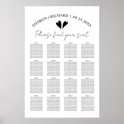 Elegant zwarte en witte bruiloft poster (Voorkant)