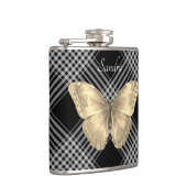 Elegant zwarte en witte gouden vlinder heupfles (Rechts)