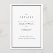 Elegant zwarte en witte minimalistische trouwdetai informatiekaartje (Voorkant)