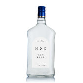 Elegant zwarte en witte moderne flessengte met gin sticker
