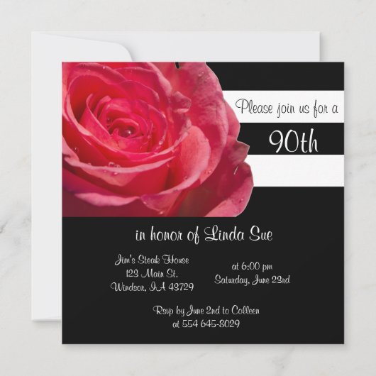 Elegant zwarte en witte strepen en roze rozen kaart (Achterkant)