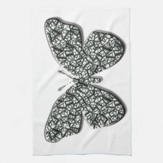 Elegant zwarte en witte vlinder theedoek (Verticaal)