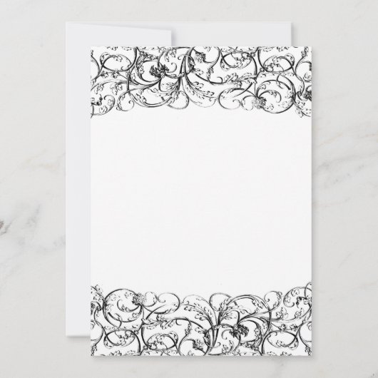 Elegant zwarte en witte zirls trouwuitnodiging kaart (Achterkant)