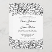 Elegant zwarte en witte zirls trouwuitnodiging kaart (Voorkant / Achterkant)