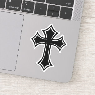 Elegant Zwarte Gotische Kruis Sticker