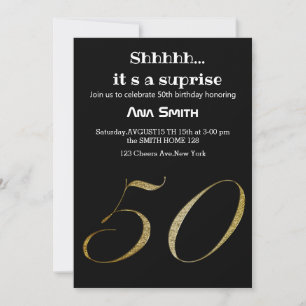 ELEGANT ZWARTE GOUDE INVITATIE SURPRISE KAART