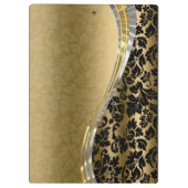 Elegant zwarte & goudmaskers met zilveraccessoires klembord (Achterkant)