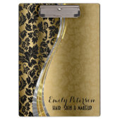 Elegant zwarte & goudmaskers met zilveraccessoires klembord (Voorkant)