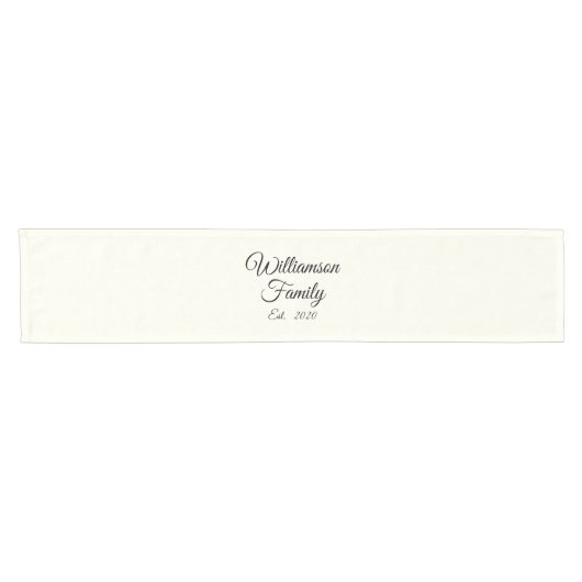 Elegant zwarte ivooraangepaste scriptnaam korte tafelloper (Horizontaal)