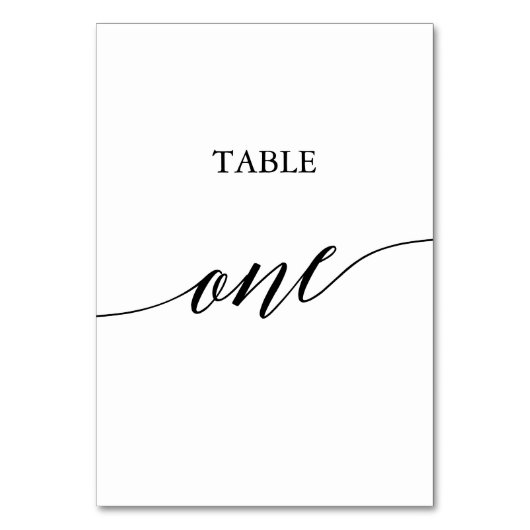 Elegant zwarte kalligrafie Tabel 1 tabelnummer Kaart (Voorkant)