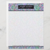 Elegant zwarte kleurrijke Paarse glitter & Sparkle Gepersonaliseerd Briefhoofd (Voorkant / Achterkant)