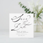 Elegant Zwarte Krachtige Calligrafie Scriptie Brui Save The Date (Staand voorkant)