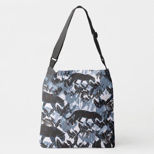 Elegant zwarte luipaarden in het Oerwoud Crossbody Tas (Achterkant)