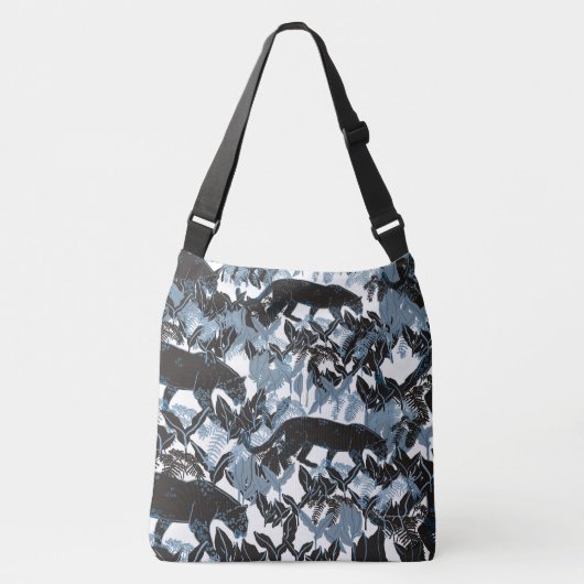 Elegant zwarte luipaarden in het Oerwoud Crossbody Tas (Voorkant)