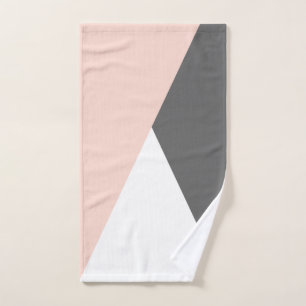 Elegant zwarte roze & grijze geometrische driehoek bad handdoek