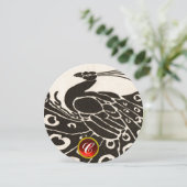 ELEGANT ZWARTE S/WITTE PAUW,RODE ROBIJN EDELSTEEN KAART (Staand voorkant)