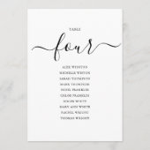 Elegant Zwarte Script Tafelnummer 4 Zitplaatskaart (Achterkant)